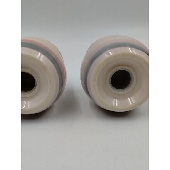 Pfalzgraff Sunrise Pink Blue Ivory Colored Salt and Pepper Shakers w/Stoppers - Picture 3 of 4